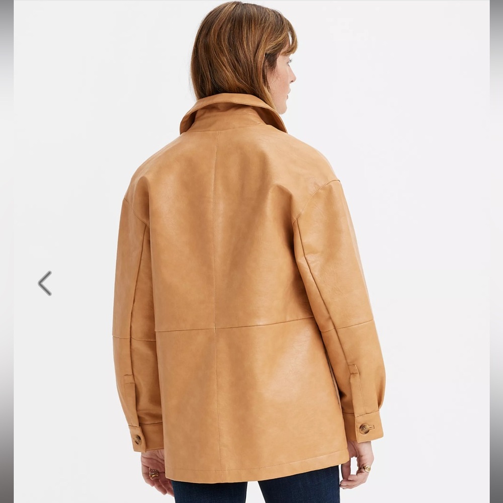 Levi’s Faux Leather Vintage Blazer Jacket Tan szXS - Picture 2 of 6